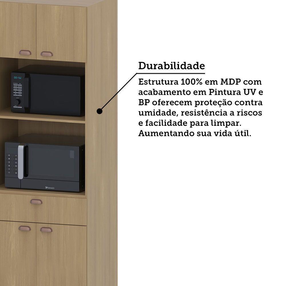 Paneleiro 70cm 3 Portas 1 Gaveta Com Espaço Para Micro-ondas Freijó/freijó Brasil - 5