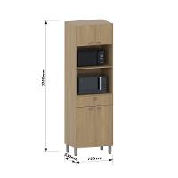 Paneleiro 70cm 3 Portas 1 Gaveta Com Espaço Para Micro-ondas Freijó/freijó Brasil - 3