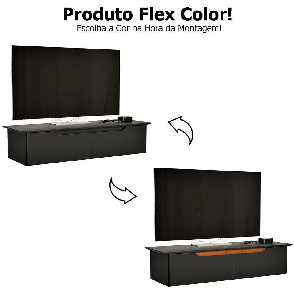 Rack Aparador Suspenso Flex Com 2 Portas Flop Preto - 3