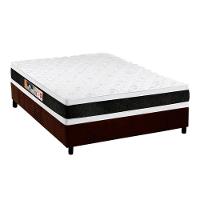 Cama Box Casal: Colchão Espuma Castor D45 Black e White Double Face + Base CRC Suede Brown(138x188) - 1