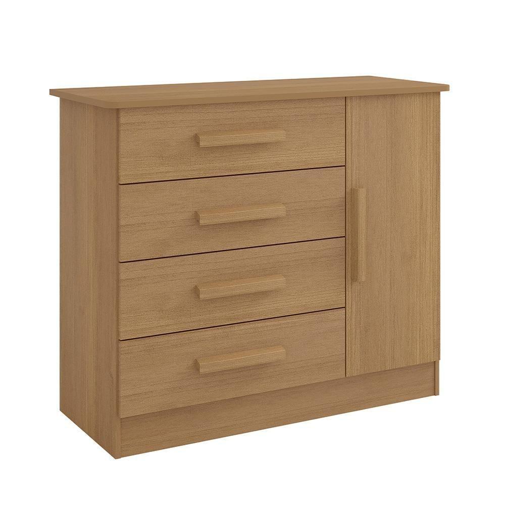 Cômoda Firenze 4 Gavetas Com Sapateira 1 Porta D'doro Cinamomo - 1