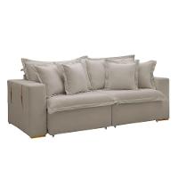 Sofá Cama Retrátil E Reclinável Arizona Veludo Bege Claro 2,40m - 1