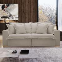 Sofá Cama Retrátil E Reclinável Arizona Veludo Bege Claro 2,40m