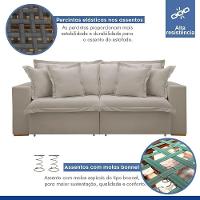 Sofá Cama Retrátil E Reclinável Arizona Veludo Bege Claro 2,40m - 7