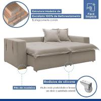 Sofá Cama Retrátil E Reclinável Arizona Veludo Bege Claro 2,40m - 10