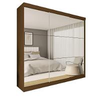 Guarda Roupa 3 Portas De Correr Todo Espelhado 4 Gavetas Rennes Minastex Freijó - 1