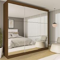 Guarda Roupa 3 Portas De Correr Todo Espelhado 4 Gavetas Rennes Minastex Freijó - 2