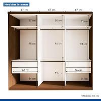 Guarda Roupa 3 Portas De Correr Todo Espelhado 4 Gavetas Rennes Minastex Freijó - 6