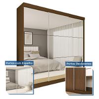 Guarda Roupa 3 Portas De Correr Todo Espelhado 4 Gavetas Rennes Minastex Freijó - 7