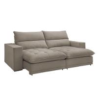 Sofá Retrátil E Reclinável Martinho Veludo Bege Claro 2,30m - 1