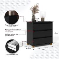 Mini Cômoda Para Quarto 3 Gavetas Prisma Preto - 3