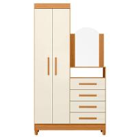 Guarda-roupa Solteiro Com Cômoda Capri 2 Portas Cinamomo/off White - 1