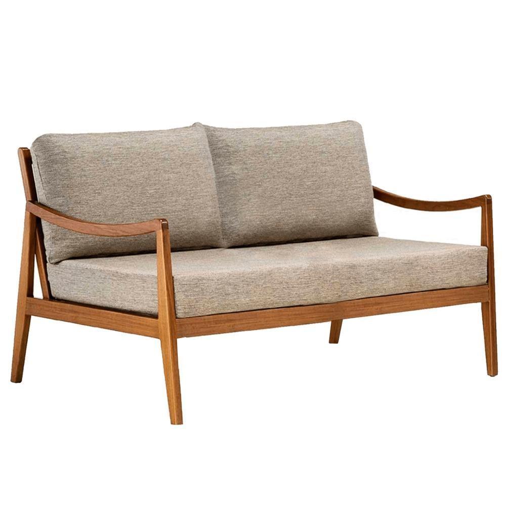 Sofá évora Ozki 140 Cm Madeira Eucalipto Cedro Tecido Cinza Corda Redonda Rami - 2