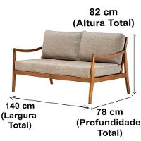 Sofá évora Ozki 140 Cm Madeira Eucalipto Cedro Tecido Cinza Corda Redonda Rami - 3