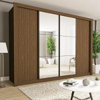 Guarda Roupa 4 Portas De Correr Com Espelhos 4 Gavetas Firenze Minastex Freijó - 2