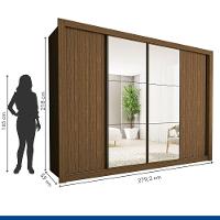 Guarda Roupa 4 Portas De Correr Com Espelhos 4 Gavetas Firenze Minastex Freijó - 3