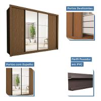 Guarda Roupa 4 Portas De Correr Com Espelhos 4 Gavetas Firenze Minastex Freijó - 6