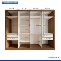 Guarda Roupa 4 Portas De Correr Com Espelhos 4 Gavetas Firenze Minastex Freijó - 7