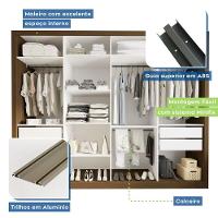 Guarda Roupa 4 Portas De Correr Com Espelhos 4 Gavetas Firenze Minastex Freijó - 10