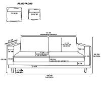 Sofá 3 Lugar Base Reforçada Madeira Tecido Suede + Almofada Bege - 3