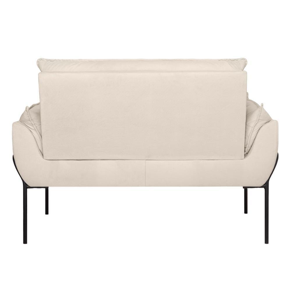 Sofá Namoradeira Base Metal Preta Reforçada Tecido Suede Bege - 7