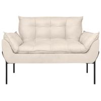 Sofá Namoradeira Base Metal Preta Reforçada Tecido Suede Bege - 5