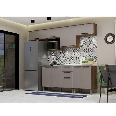 Cozinha Compacta Luna 10 Portas 2 Gavetas MDF 260cm Dourado Texturizado