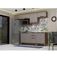 Cozinha Compacta 7 Peças Sem Tampo E Com Nicho Micoondas Lun Nogueira Dourado/cinammon - 1