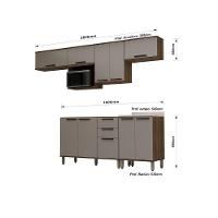 Cozinha Compacta 7 Peças Sem Tampo E Com Nicho Micoondas Lun Nogueira Dourado/cinammon - 2