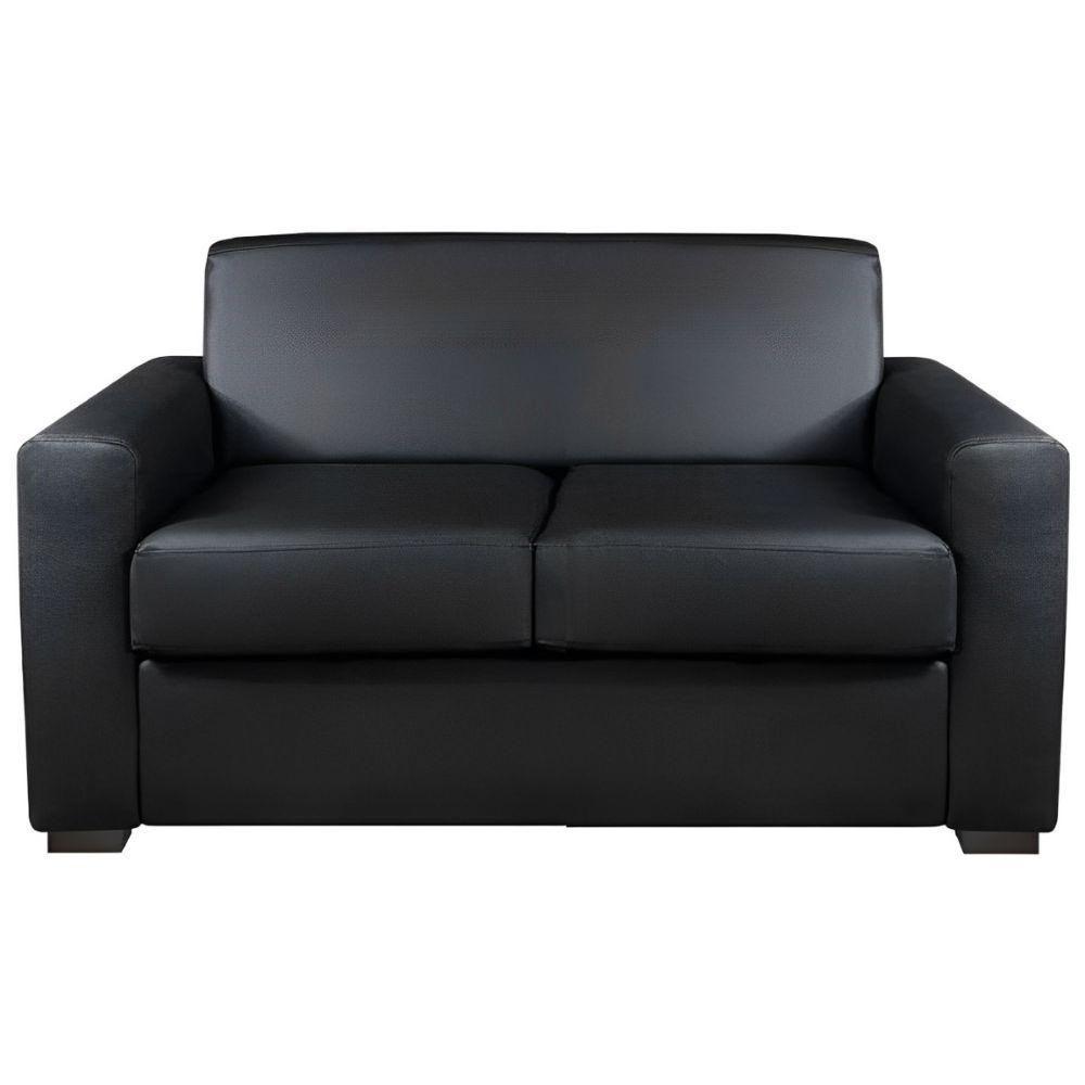 Sofá Basic 2 Lugares Couro Preto 1,50 M - 2