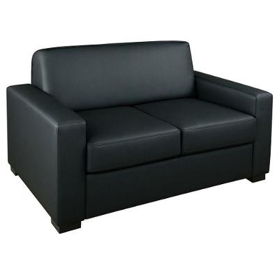 Sofá Basic 2 Lugares Couro Preto 1,50 M