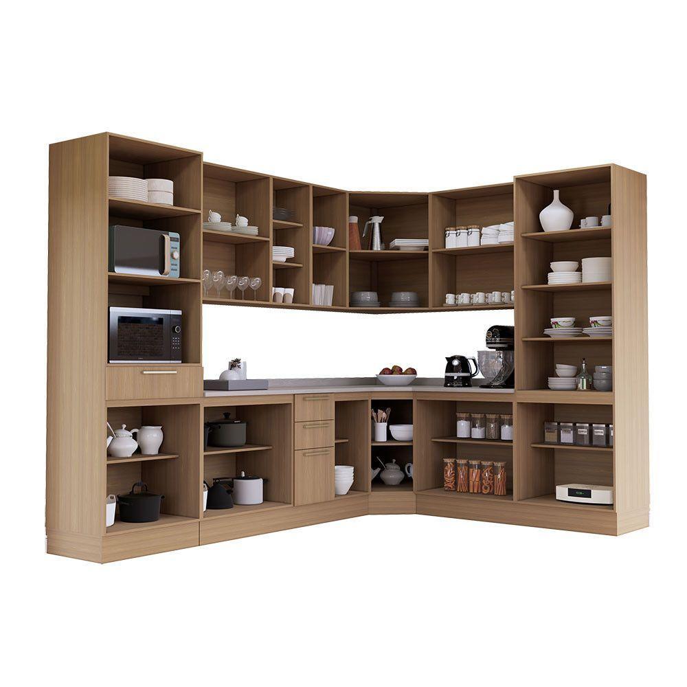 Cozinha Completa 6 Pçs Espaço Micro-ondas, Ilha, Tampo 347cm Freijó/freijó Brasil - 3