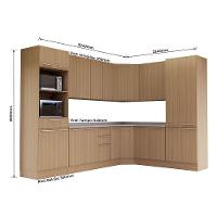 Cozinha Completa 6 Pçs Espaço Micro-ondas, Ilha, Tampo 347cm Freijó/freijó Brasil