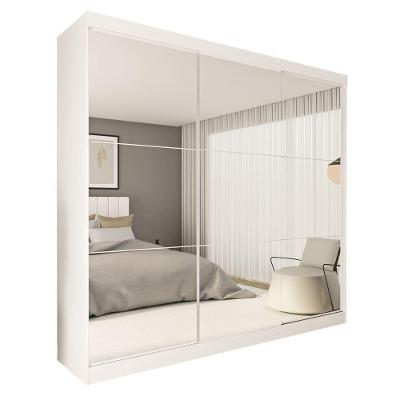 Guarda Roupa 3 Portas De Correr Todo Espelhado 4 Gavetas Rennes Minastex Branco