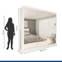 Guarda Roupa 3 Portas De Correr Todo Espelhado 4 Gavetas Rennes Minastex Branco - 3