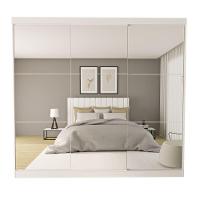 Guarda Roupa 3 Portas De Correr Todo Espelhado 4 Gavetas Rennes Minastex Branco