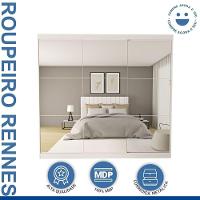 Guarda Roupa 3 Portas De Correr Todo Espelhado 4 Gavetas Rennes Minastex Branco - 5