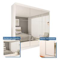 Guarda Roupa 3 Portas De Correr Todo Espelhado 4 Gavetas Rennes Minastex Branco - 6