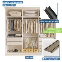 Guarda Roupa 3 Portas De Correr Todo Espelhado 4 Gavetas Rennes Minastex Branco - 7