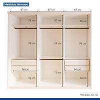 Guarda Roupa 3 Portas De Correr Todo Espelhado 4 Gavetas Rennes Minastex Branco - 8