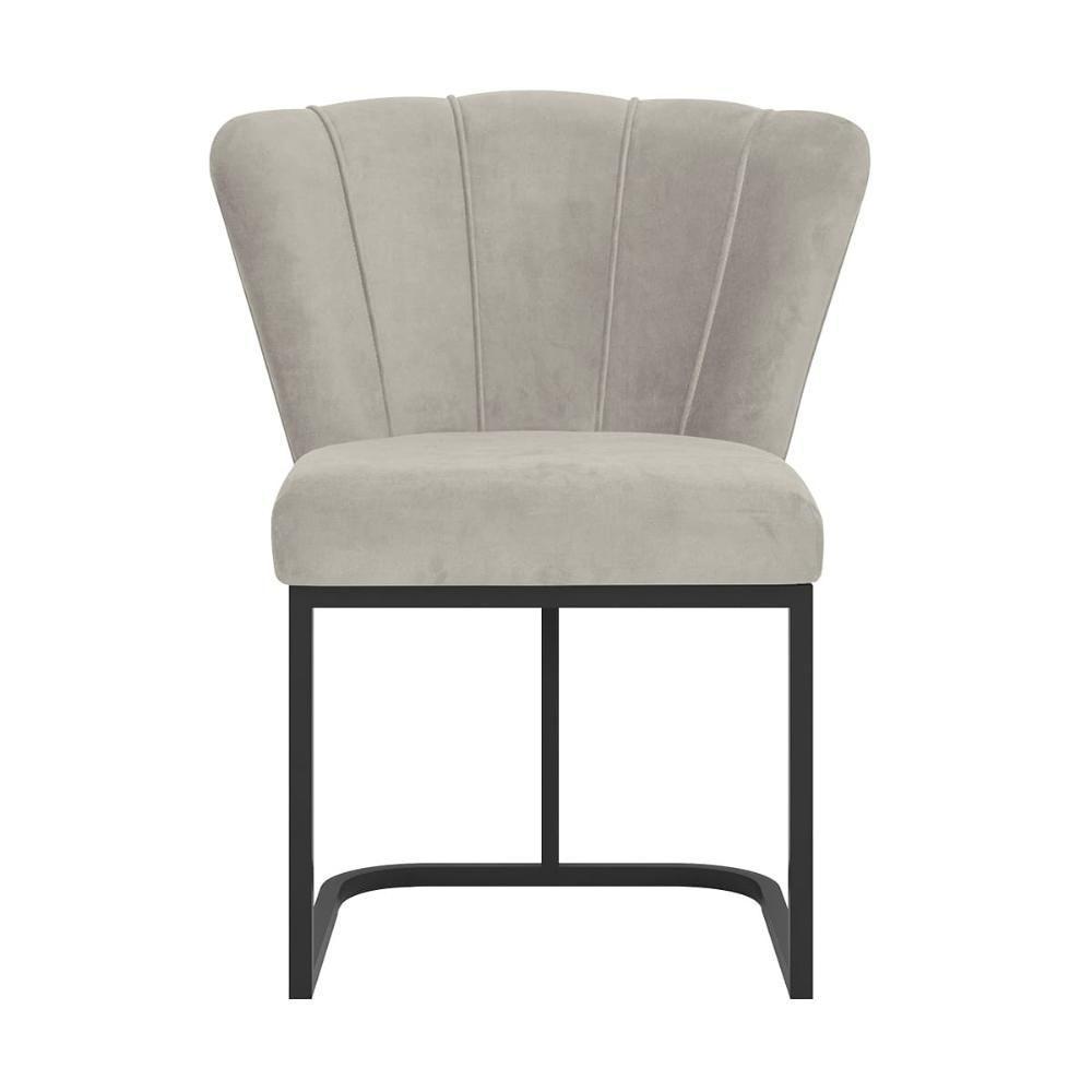 Kit 4 Cadeiras Jantar Flor Mesa Cozinha Reforçada Base Metal Preta Bege - 5