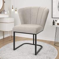 Kit 4 Cadeiras Jantar Flor Mesa Cozinha Reforçada Base Metal Preta Bege - 2