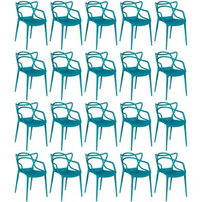 Kit 20 Cadeiras De Jantar Allegra Design Empilhável - Turquesa
