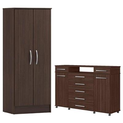Cômoda e Multiuso London Viena 7 Gavetas em MDF com Puxador Plástico Café Touch
