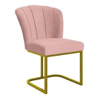 Cadeira Jantar Flor Mesa Cozinha Reforçada Base Metal Dourada Rosa