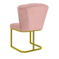 Cadeira Jantar Flor Mesa Cozinha Reforçada Base Metal Dourada Rosa - 6