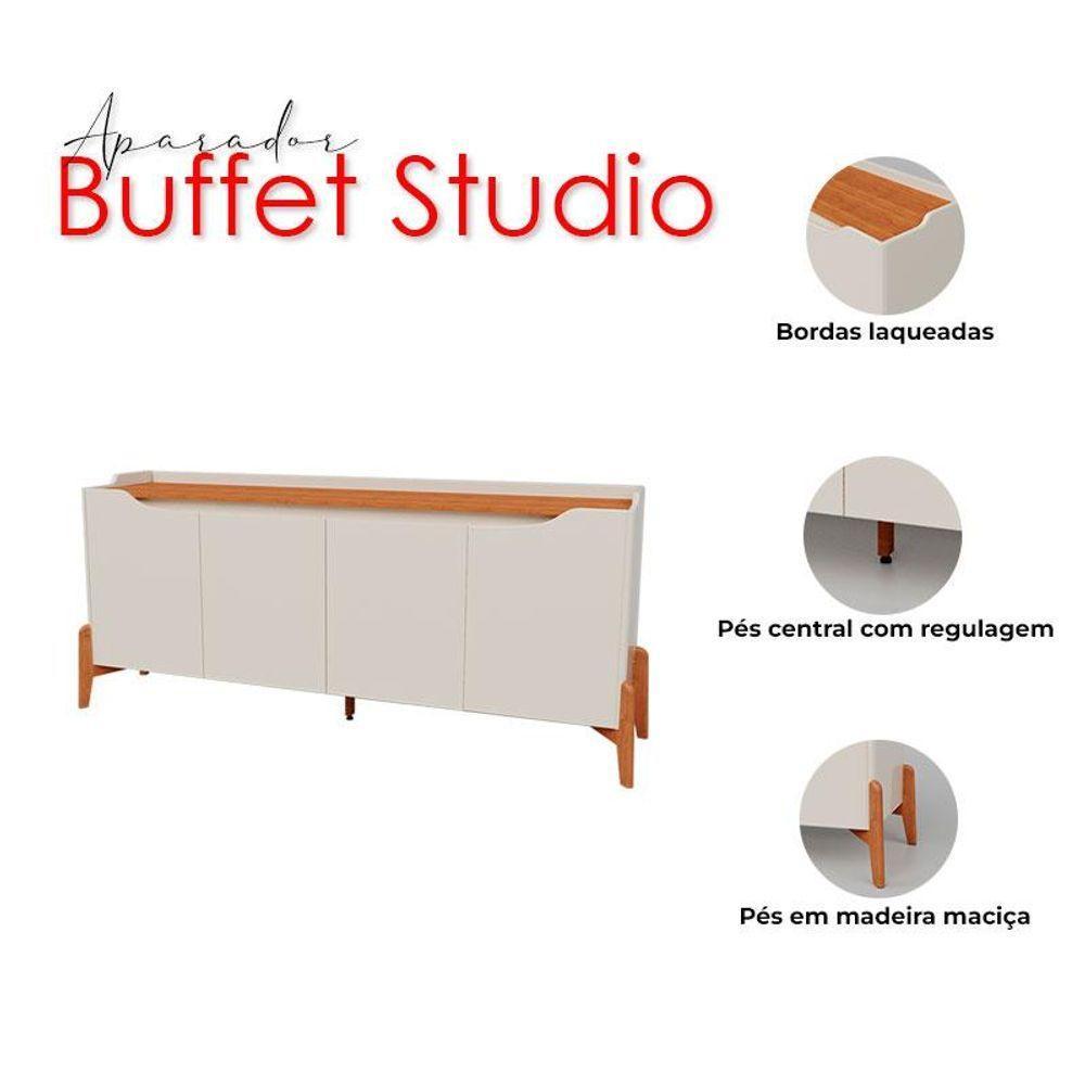 Aparador Para Sala Buffet Studio 1.6 Off White Nature - Imcal - 4