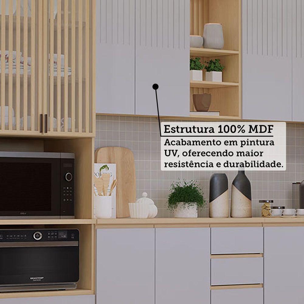 Cozinha Completa 6 Pç Torre Tampo 310cm Aura Luciane Móveis Carvalho/cinza Cristal - 5