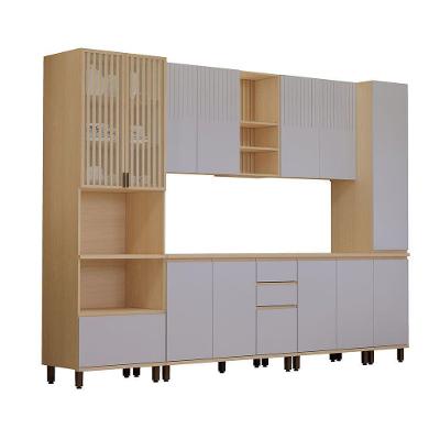 Cozinha Completa 6 Pç Torre Tampo 310cm Aura Luciane Móveis Carvalho/cinza Cristal