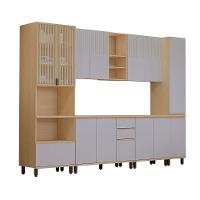 Cozinha Completa 6 Pç Torre Tampo 310cm Aura Luciane Móveis Carvalho/cinza Cristal - 1